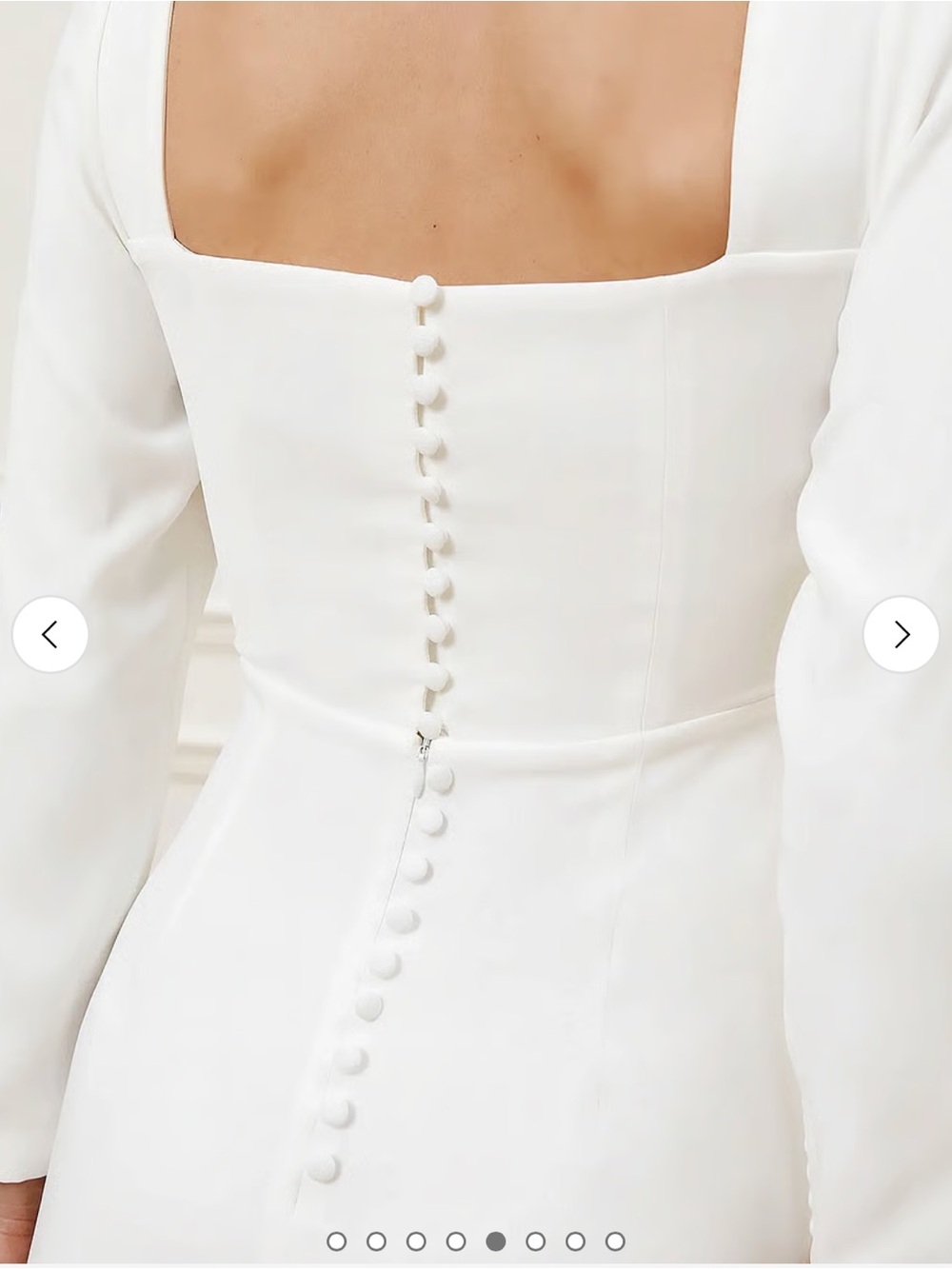 Elegant White Square-Neck Wedding Dress with Button-Back Detail
